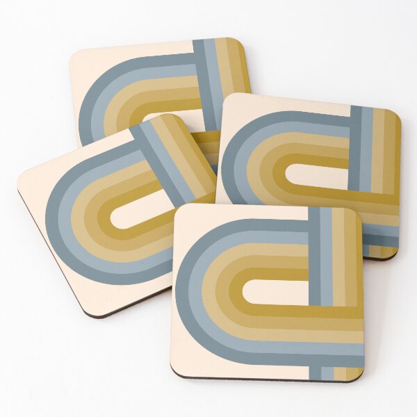 Item preview, Rainbow Retro Arch - Mustard Gold and Dusty Blue designed and sold by JMgraphic.