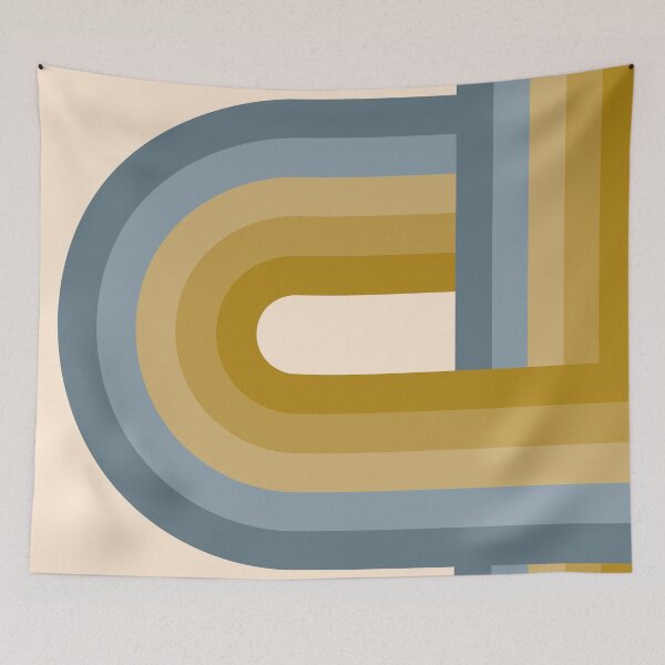 Item preview, Rainbow Retro Arch - Mustard Gold and Dusty Blue designed and sold by JMgraphic.