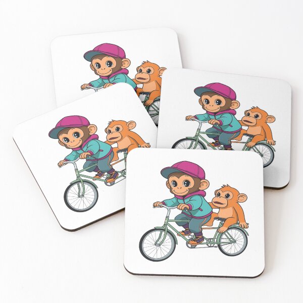 Item preview, Playful Cartoon Monkeys On blue Bike designed and sold by CeliaZnx.