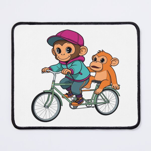 Item preview, Playful Cartoon Monkeys On blue Bike designed and sold by CeliaZnx.