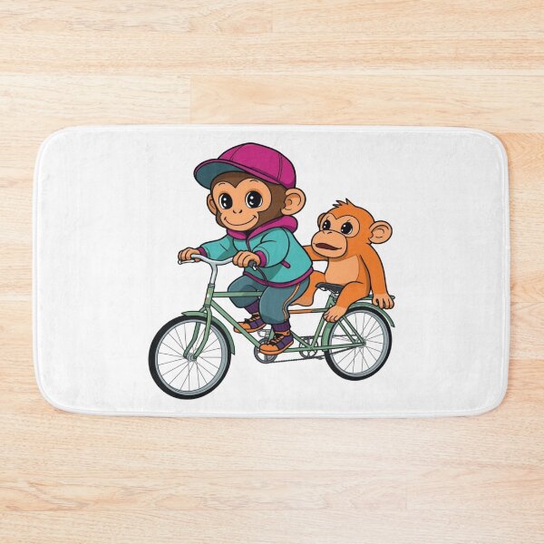 Item preview, Playful Cartoon Monkeys On blue Bike designed and sold by CeliaZnx.