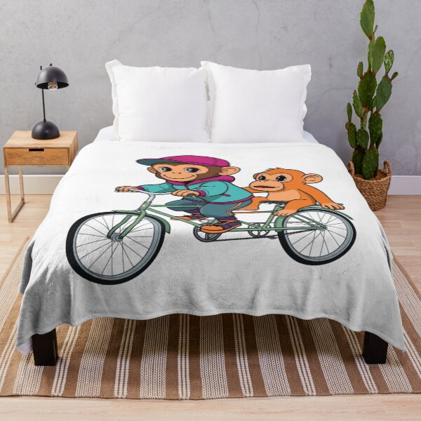 Item preview, Playful Cartoon Monkeys On blue Bike designed and sold by CeliaZnx.