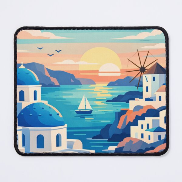 Item preview, Santorini Illustration Postcard designed and sold by MatthewHeights.