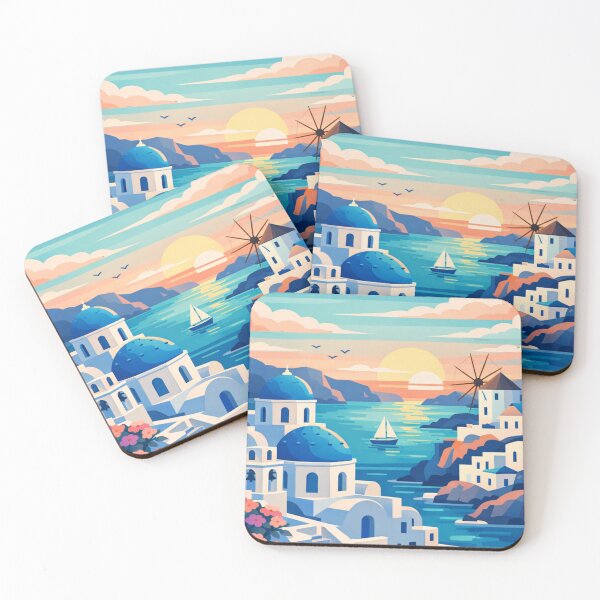 Item preview, Santorini Illustration Postcard designed and sold by MatthewHeights.