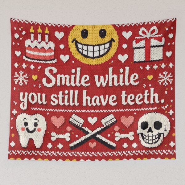 Item preview, Smile while you still have teeth: Funny knitted design designed and sold by Mauswohn.