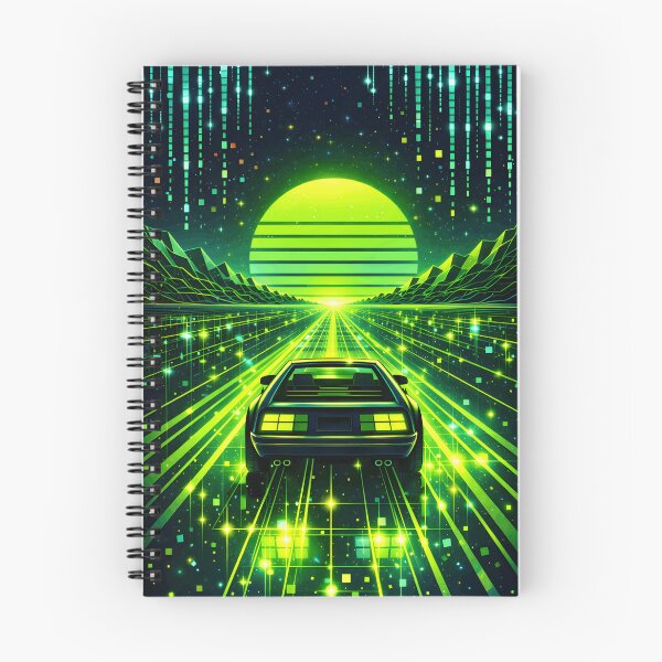 Item preview, Toxic Green Retrowave Drive - Electric Lime Synthwave Car on Digital Grid designed and sold by Tw1nsAIArt.