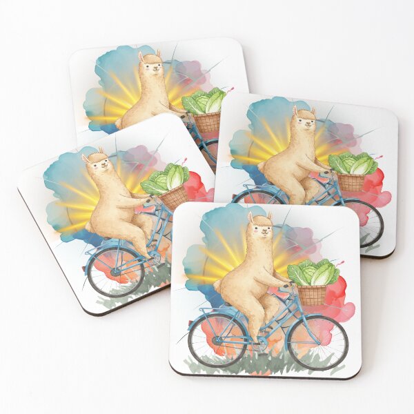 Item preview, Cute Alpaca Riding a Bicycle – Funny Llama Cycling Cartoon designed and sold by ChenEngEng.