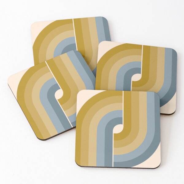 Item preview, Geometric Retro Vintage Style - Mustard Gold and Dusty Blue designed and sold by JMgraphic.