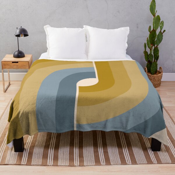 Item preview, Geometric Retro Vintage Style - Mustard Gold and Dusty Blue designed and sold by JMgraphic.