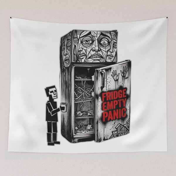 Item preview, Fridge Empty Panic – Red Stencil Urban Street Art Mural designed and sold by RDproject.