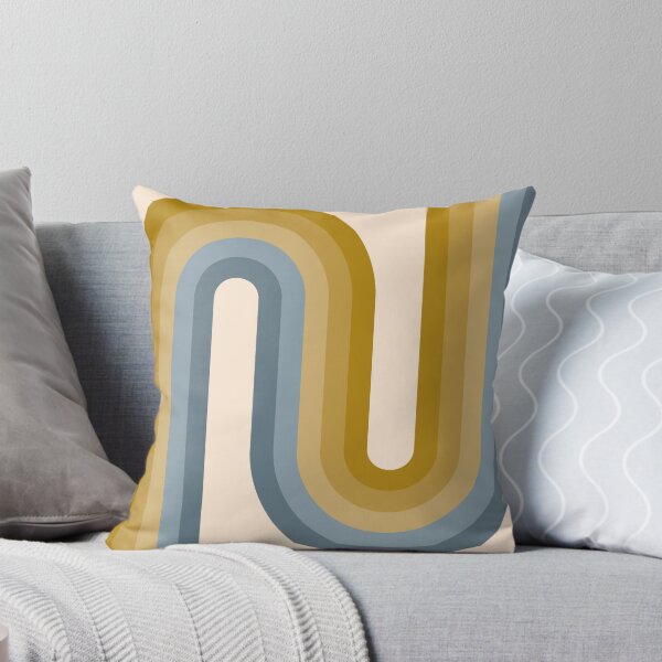 Item preview, Geometric Arches Retro Style - Mustard Gold and Dusty Blue designed and sold by JMgraphic.
