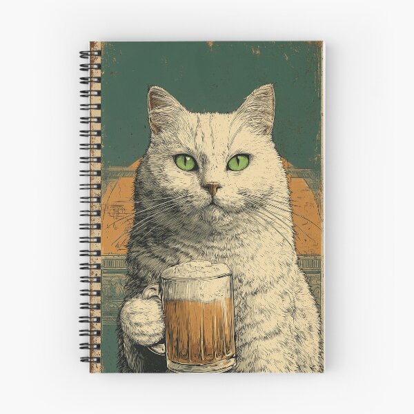 Item preview, Funny White Cat with Beer Mug Vintage Pub Poster designed and sold by Erika Kaisersot.