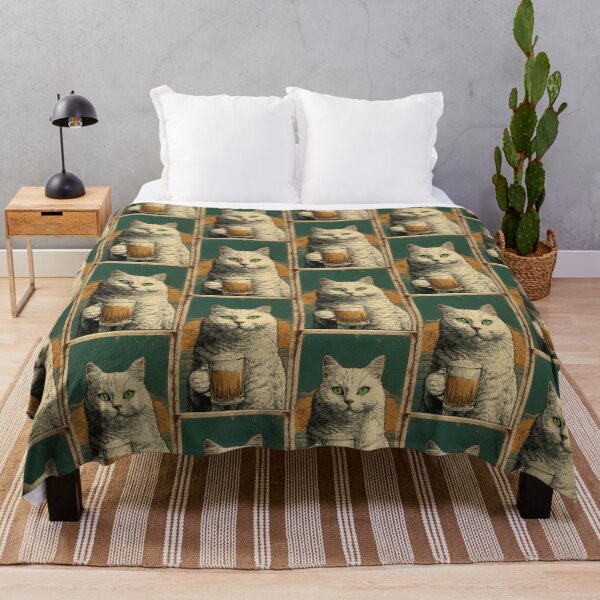 Item preview, Funny White Cat with Beer Mug Vintage Pub Poster designed and sold by Erika Kaisersot.