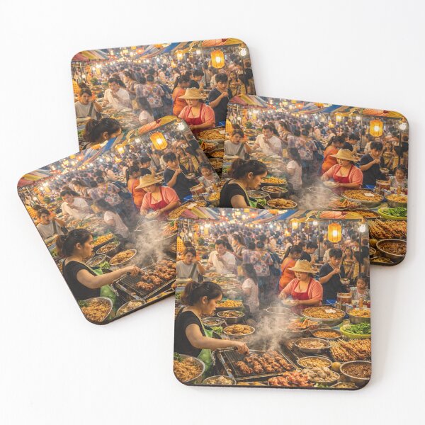 Item preview, Vibrant Asian Night Market Street Food Scene designed and sold by hiperdinotees.