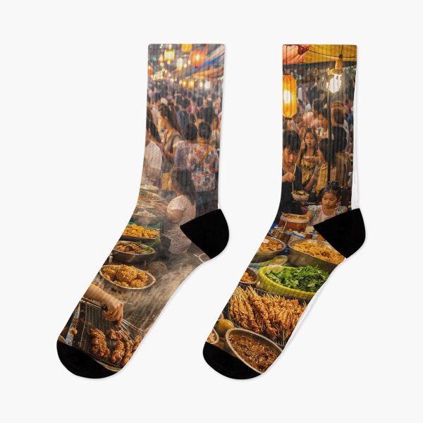 Item preview, Vibrant Asian Night Market Street Food Scene designed and sold by hiperdinotees.