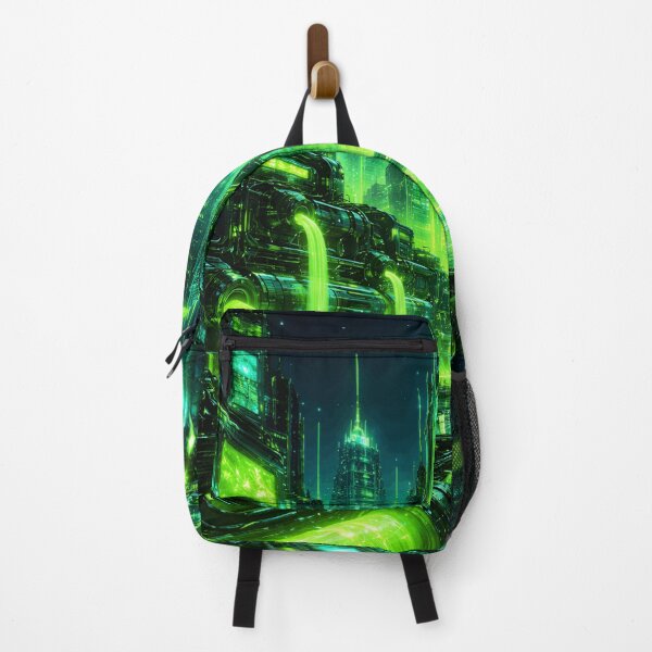 Item preview, Toxic Neon Cybercity - Electric Lime Industrial Future & High-Tech Green Metropolis designed and sold by Tw1nsAIArt.