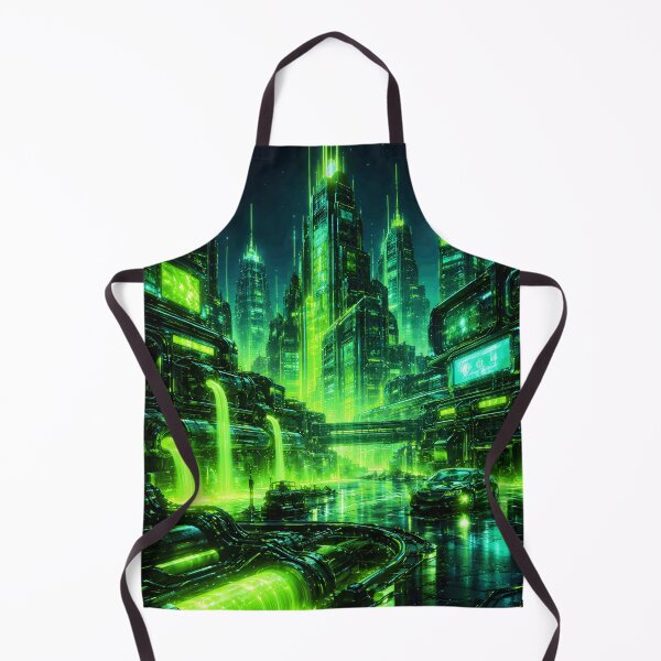 Item preview, Toxic Neon Cybercity - Electric Lime Industrial Future & High-Tech Green Metropolis designed and sold by Tw1nsAIArt.