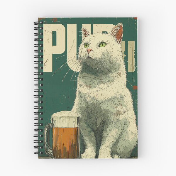 Item preview, Funny Beer White Cat Vintage Pub Poster designed and sold by Erika Kaisersot.