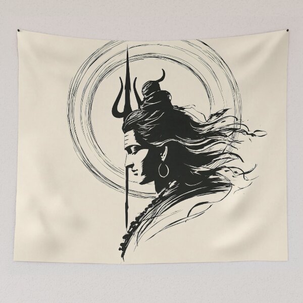 Item preview, Minimalist Lord Shiva Meditation Art – Mahadev Spiritual Line Illustration designed and sold by Karma Arts.