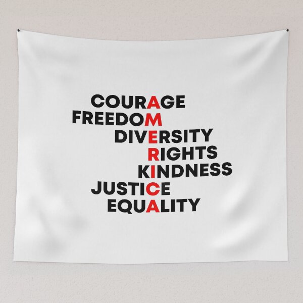 Item preview, Courage, Freedom, Diversity, Rights, Kindness, Justice, Equality - America Values designed and sold by PixVib.