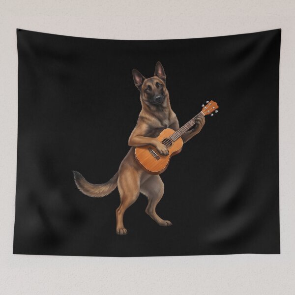 Item preview, Belgian Malinois Playing Ukulele Player Ukulelist Dog Lover designed and sold by DoodleTortle.