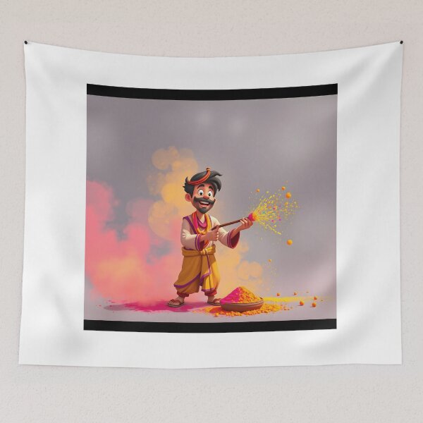 Item preview, Holi Man with Colors Basket designed and sold by Teewave-Ashish.