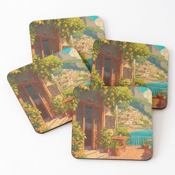 Item preview, Italian Coastal Cafe with Lemon Trees designed and sold by PetsArt.