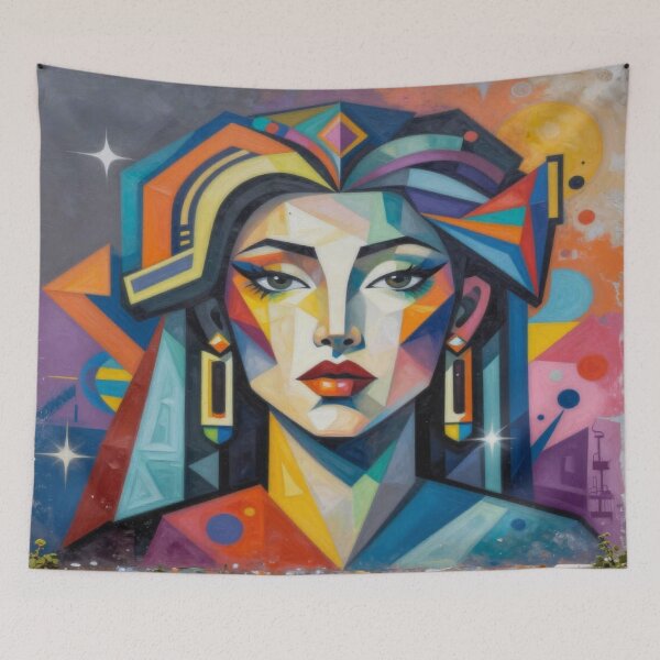 Item preview, Vibrant Geometric Pop Art Portrait – Colorful Urban Expression in Modern Style designed and sold by FotoworldEdel.
