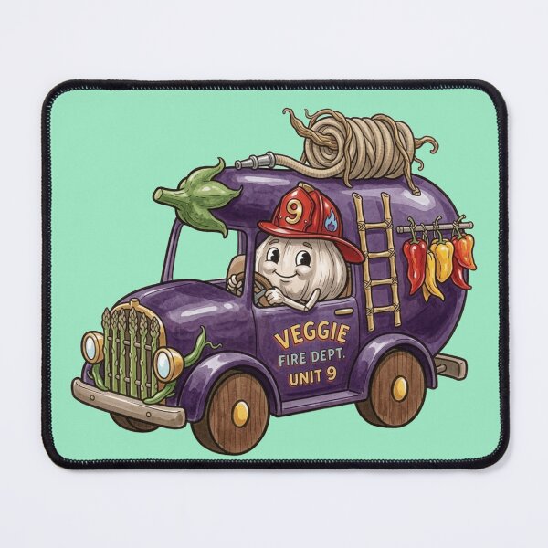 Item preview, Veggie Fire Dept – Whimsical Garlic Truck designed and sold by Dogandesighn.