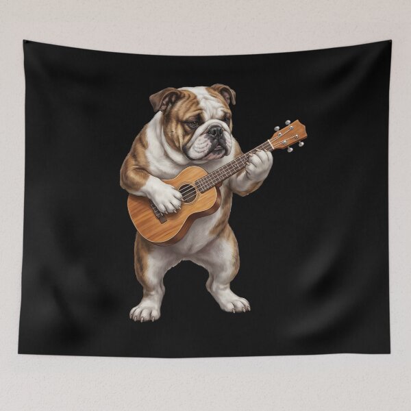 Item preview, Bulldog Playing Ukulele Player Ukulelist Dog Lover designed and sold by DoodleTortle.