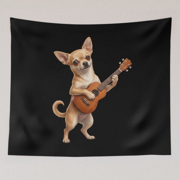 Item preview, Chihuahua Playing Ukulele Player Ukulelist Dog Lover designed and sold by DoodleTortle.