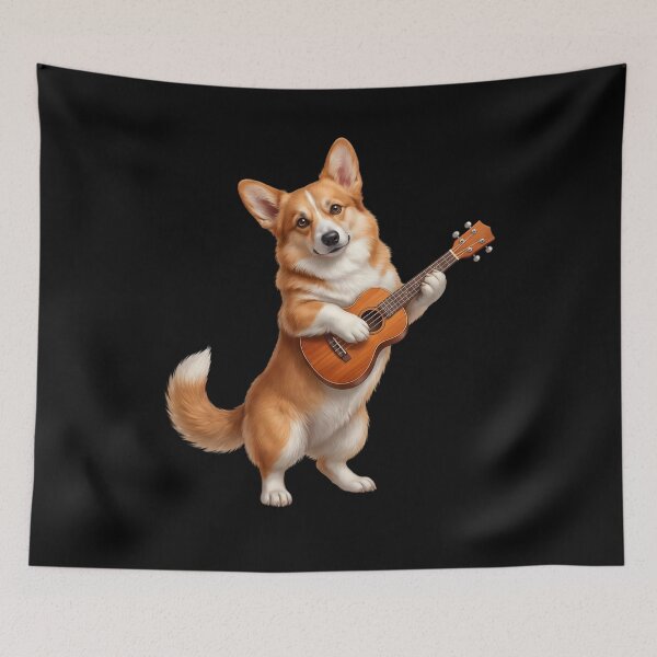 Item preview, Corgi Playing Ukulele Player Ukulelist Dog Lover designed and sold by DoodleTortle.