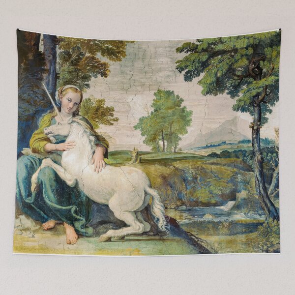 Item preview, Virgin with Unicorn Annibale Carracci Mythological Renaissance Painting designed and sold by TheSoulOfArt.