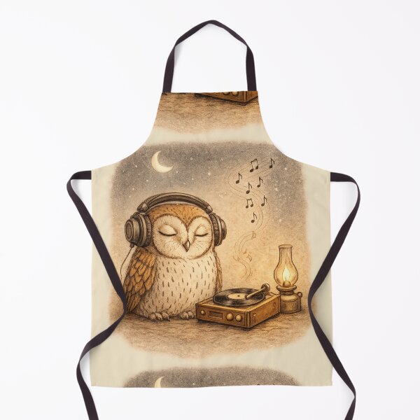 Item preview, Peaceful Night Owl Listening to Vinyl Music designed and sold by ChirpInc.