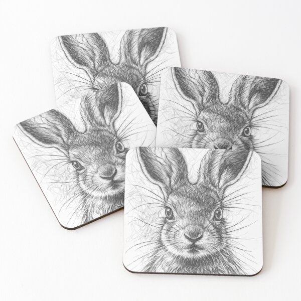 Item preview, Black and White Hare Pencil Sketch Portrait | Realistic Wildlife Drawing | Minimalist Woodland Animal Art designed and sold by Leon Woods Pencil Art.