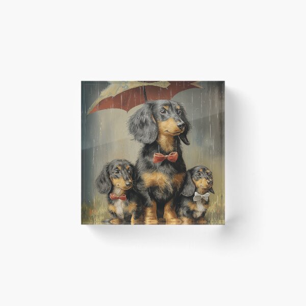 Item preview, Dachshunds Under an Umbrella in the Rain designed and sold by PetsArt.