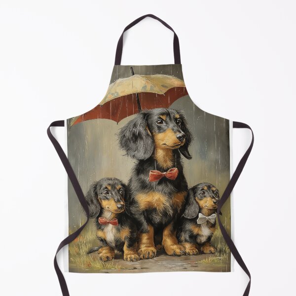 Item preview, Dachshunds Under an Umbrella in the Rain designed and sold by PetsArt.