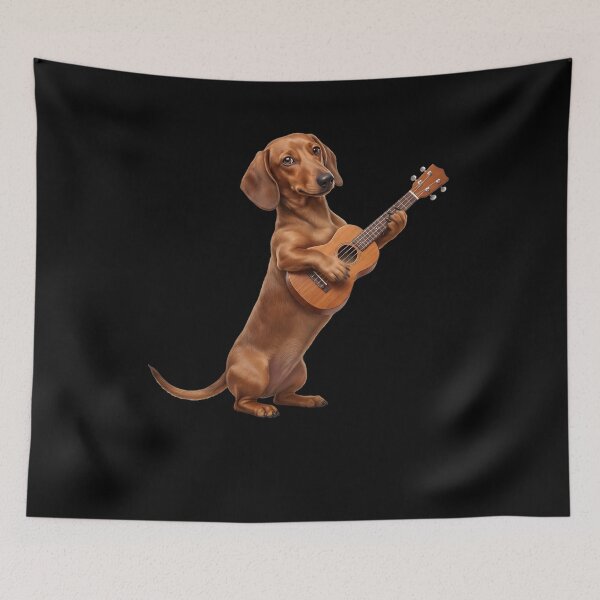 Item preview, Dachshund Playing Ukulele Player Ukulelist Dog Lover designed and sold by DoodleTortle.