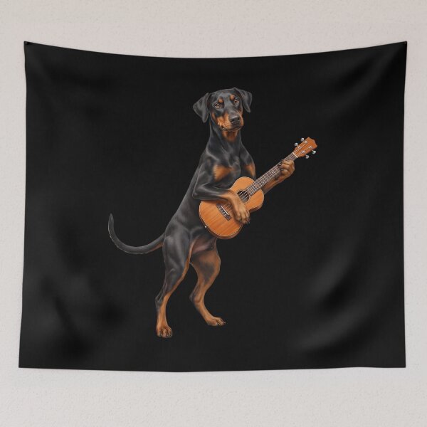 Item preview, Doberman Pinscher Playing Ukulele Player Ukulelist Dog Lover designed and sold by DoodleTortle.