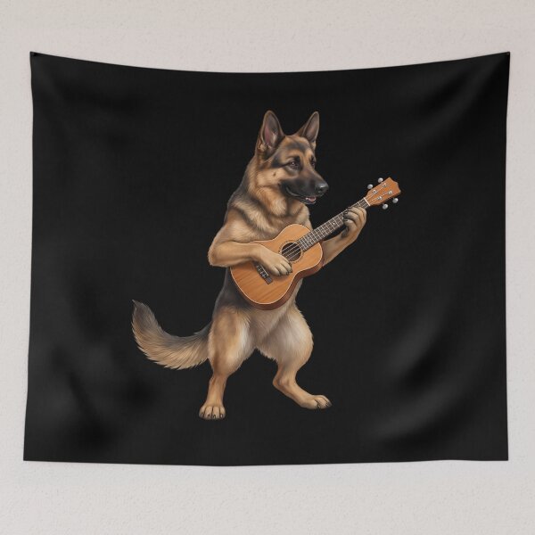 Item preview, German Shepherd Playing Ukulele Player Ukulelist Dog Lover designed and sold by DoodleTortle.