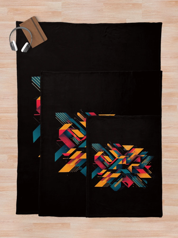 Thumbnail 5 of 6, Throw Blanket, Cyberpunk Geometric Abstract designed and sold by RizziesDesign.