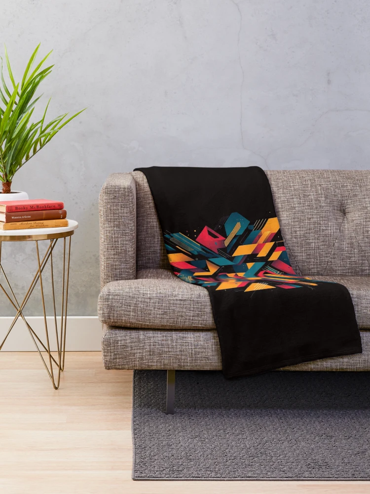 Thumbnail 2 of 6, Throw Blanket, Cyberpunk Geometric Abstract designed and sold by RizziesDesign.