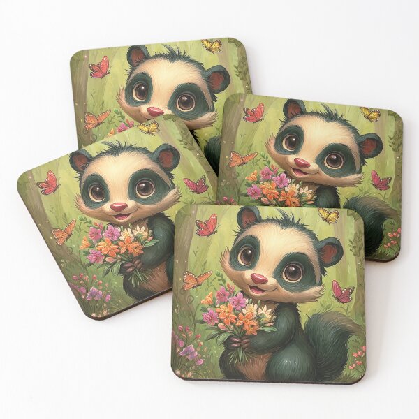 Item preview, Kawaii Skunk Holding Flowers designed and sold by PetsArt.