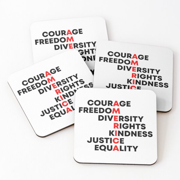 Item preview, Courage, Freedom, Diversity, Rights, Kindness, Justice, Equality - Anti Fascism designed and sold by PixVib.