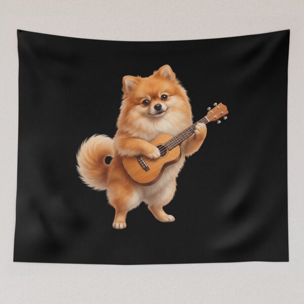 Item preview, Pomeranian Playing Ukulele Player Ukulelist Dog Lover designed and sold by DoodleTortle.