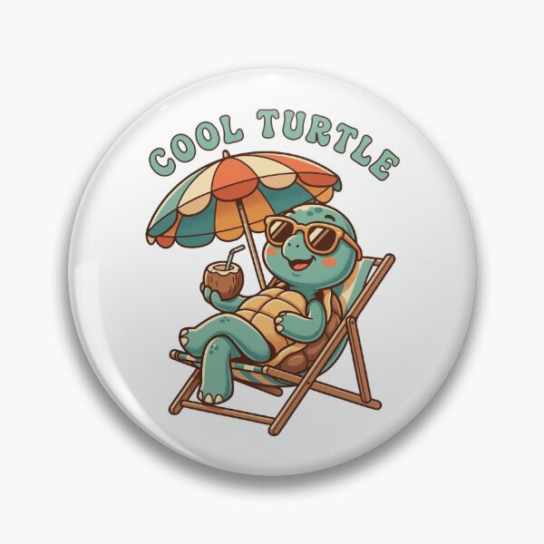 Item preview, Cool Turtle Drinking Coconut Under Beach Umbrella – Cute Summer Turtle Retro Design designed and sold by quietvisualsco.
