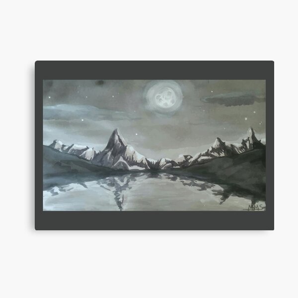 Moonlit mountain lake Canvas Print