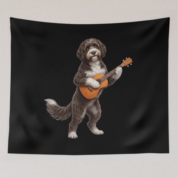 Item preview, Portuguese Water Dog Playing Ukulele Player Ukulelist Dog Lover designed and sold by DoodleTortle.