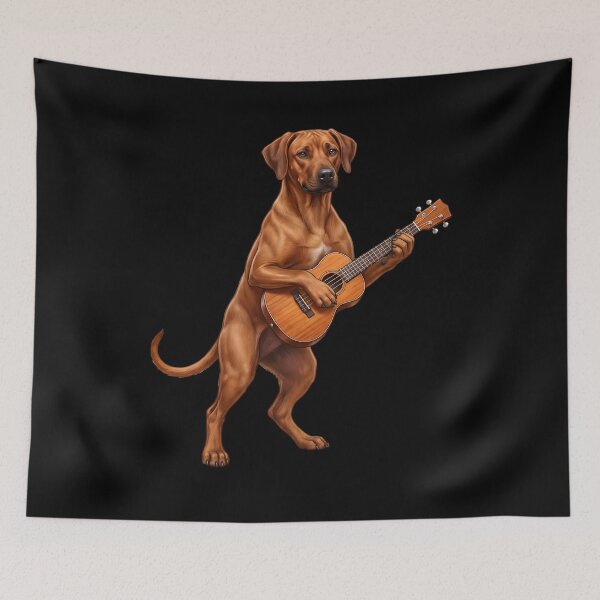 Item preview, Rhodesian Ridgeback Playing Ukulele Player Ukulelist Dog Lover designed and sold by DoodleTortle.