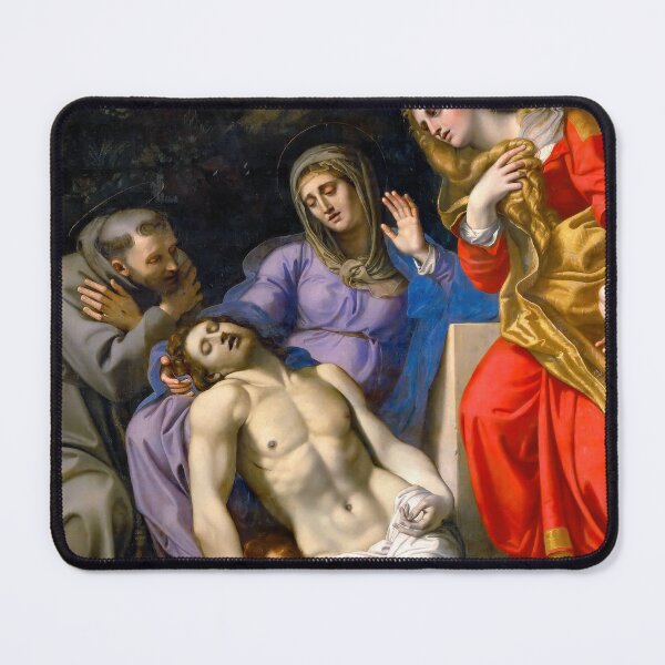 Item preview, Pietà with Saint Francis Mary Magdalene Carracci Painting designed and sold by TheSoulOfArt.